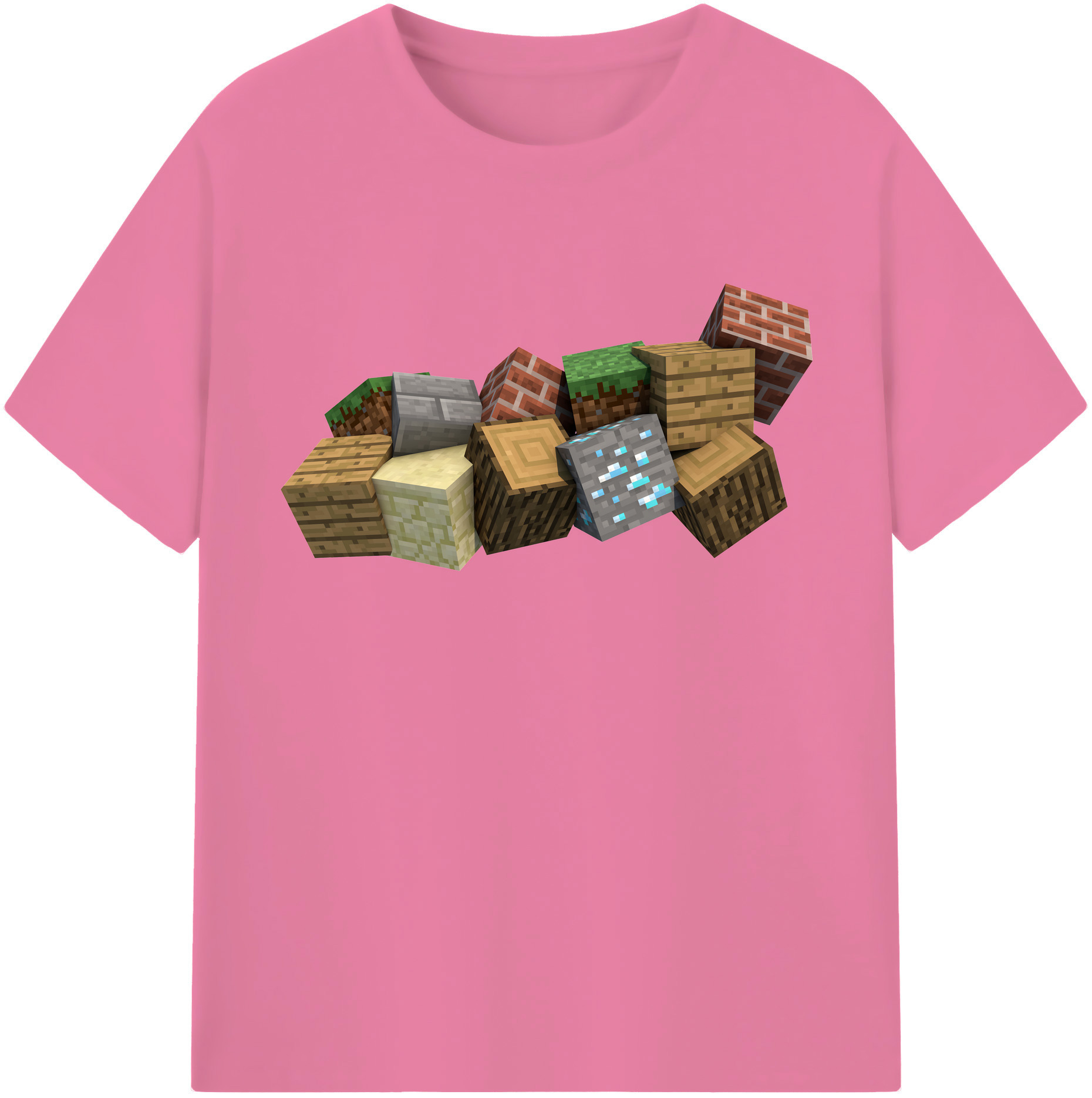 （画像用） マインクラフト ブロックの世界 Minecraft MC Block world 綿100％半袖Tシャツ（フロントプリント）